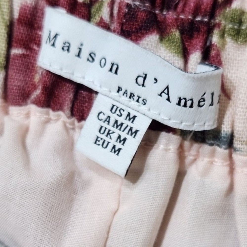 Maison d'Amelie Paris Linen Aloha tropical pink wrap mini skirt M - Picture 6 of 13
